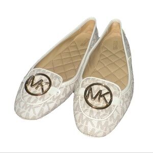 Michael Kors Cream and Gold Logo Loafers